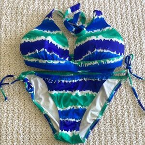 Victoria's Secret Blue and Green Tie-Dye Bikini